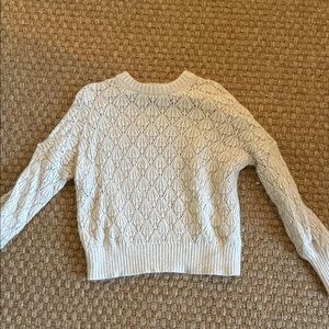 Boden Cream Open-Knit Diamond Stitch Crewneck Sweater